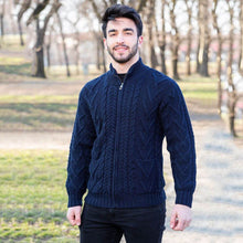 Load image into Gallery viewer, Men&#39;s Merino Knit Aran Zip Cardigan
