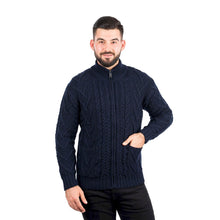 Load image into Gallery viewer, Men&#39;s Merino Knit Aran Zip Cardigan
