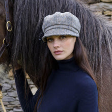 Load image into Gallery viewer, Irish Herringbone Newsboy Cap for Ladies in Grey Color Tara Irish Clothing
