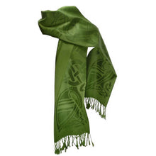 Load image into Gallery viewer, Book of Kells Celtic Pashmina Scarf in Green Tara Irish Clothing
