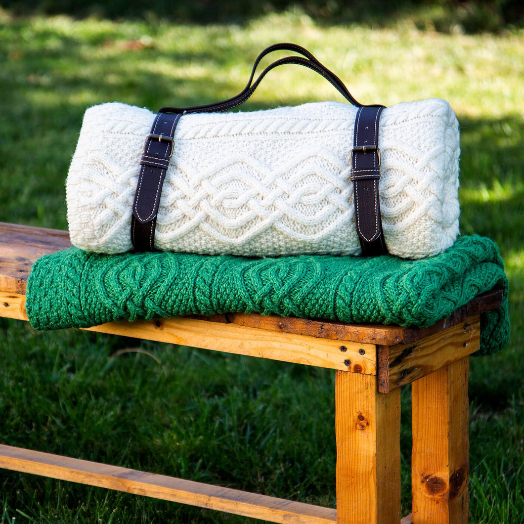 Picnic Aran Throw Tara Irish Clothing White